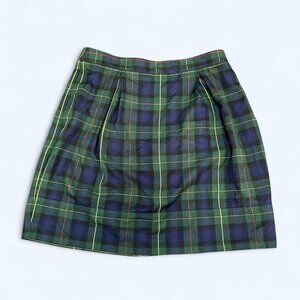 Lands’ End Tartan Pleated Skirt Sz 10 Schoolgirl Y2K 90s Green Blue Red Plaid